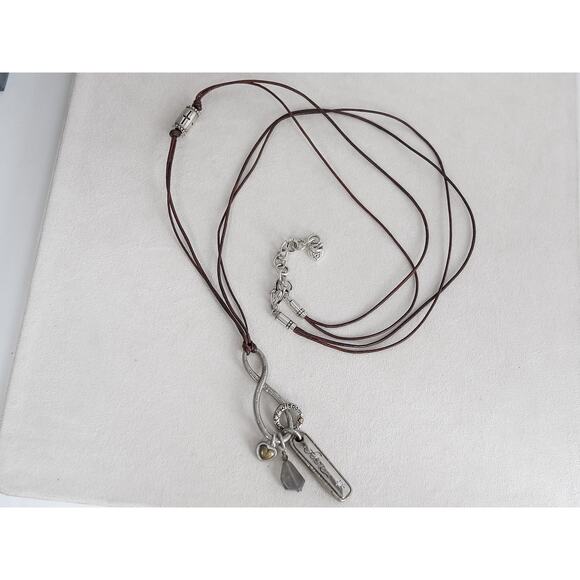 Brighton Art Soul Long Brown Cord Charm Necklace Infinity Pendant 32" Retired - Picture 2 of 5